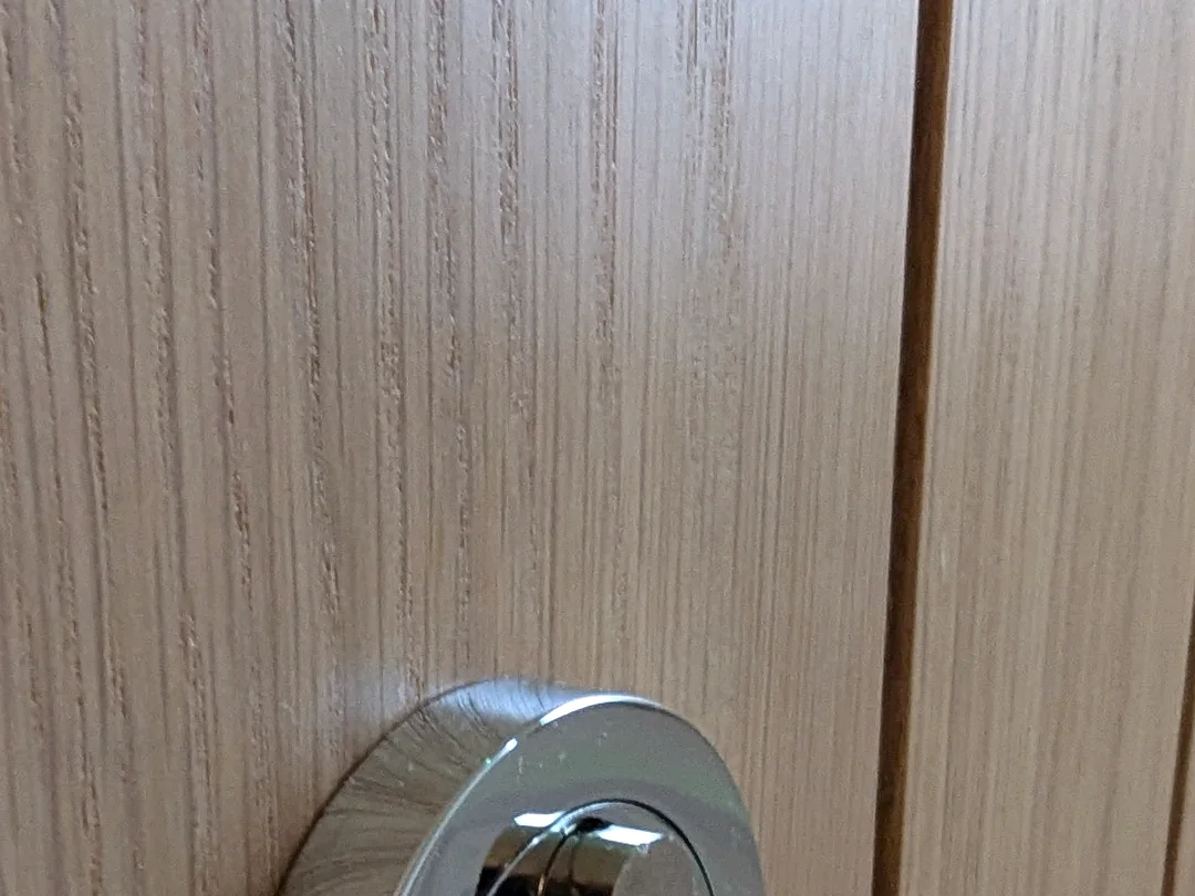 Cylinder lock fitted to a light timber internal door